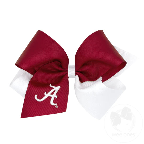 Wee Ones Two-tone Collegiate Embroidered Grosgrain Hair Bow